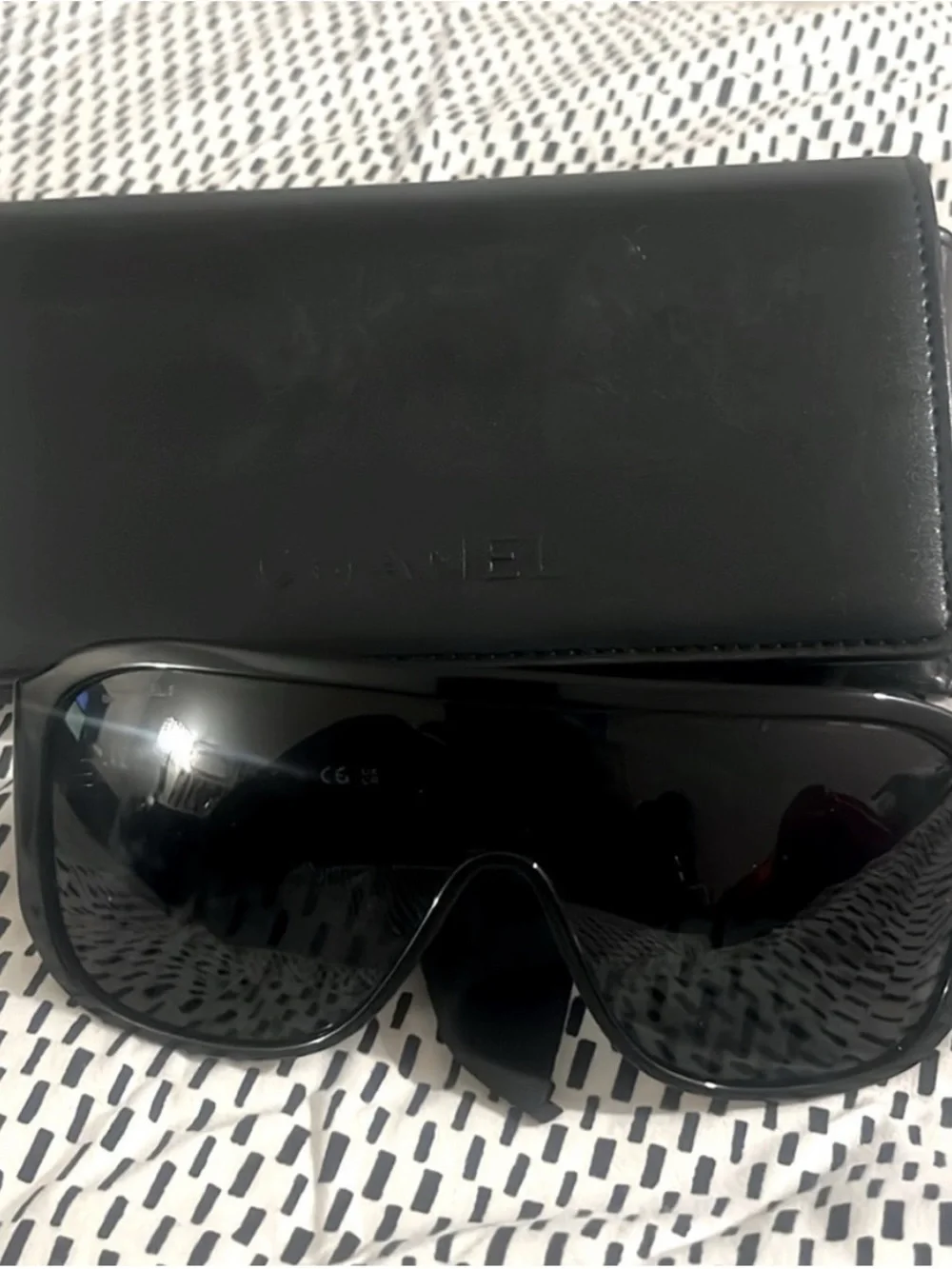 CHANEL Black Oversized Square Sunglasses with Gradient Lenses